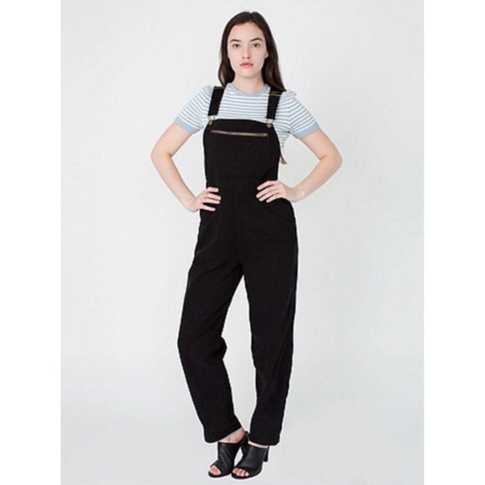 American Apparel Unisex Black Overalls